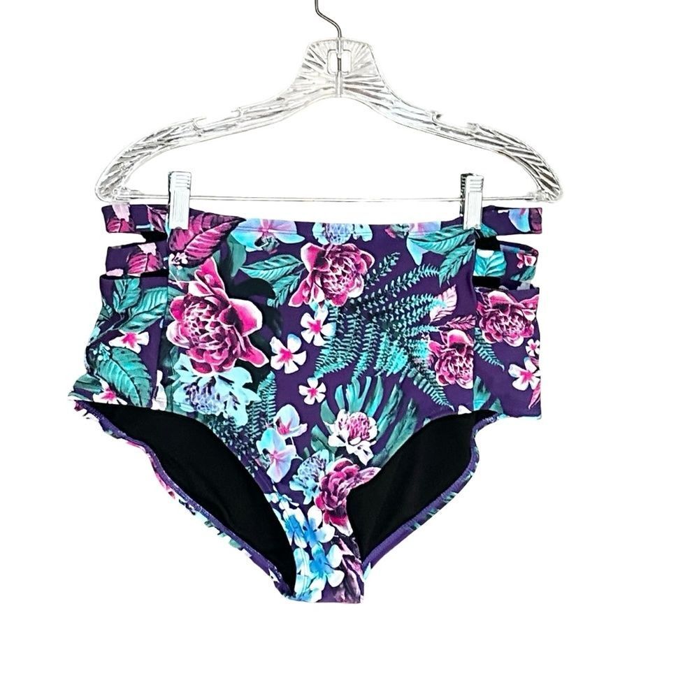 Swimsuits for All Bikini Bottom Floral High Waist Size 16